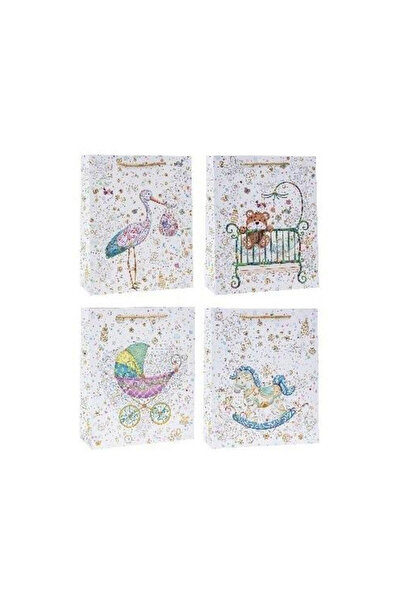 OEM Geanta cadou Rozette multicolor 18x23x8cm set 1 buc