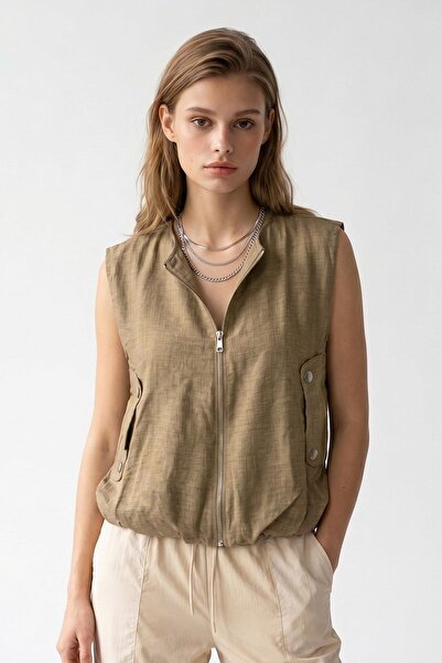 Hiccup MIXRAY Vestă Damă Din Poplin Țesut, Cu Fermoar