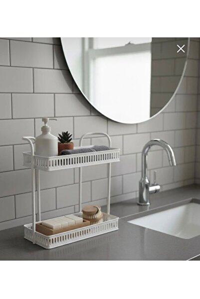 Binshihon Home 2-Tier Bathroom Shelf, White Color, Wall-Related.