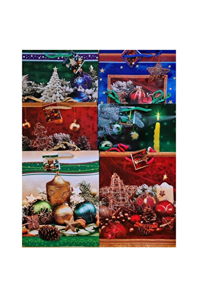 OEM Punga cadou Panorama / sacosa cadou laminata, cu decoratiuni de Craciun, ...
