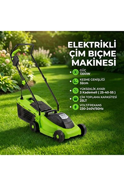 Hegi ELEKTRİKLİ ÇİM BİÇME MAKİNESİ 32 CM – 1300W