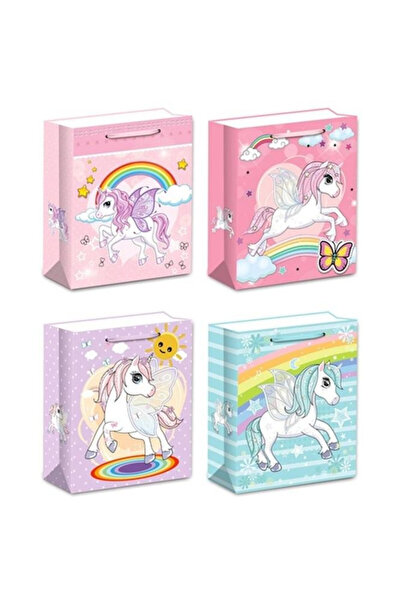 OEM W&K, Geanta cadou din hartie, mix de modele cu unicorn, Multicolor, 31x12...