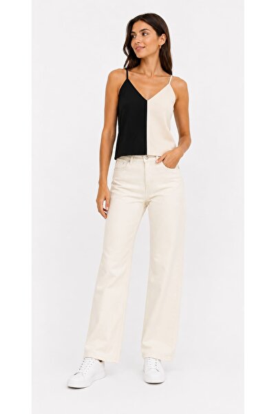 onno style women Γυναικεία πλεκτή μπλούζα με λαιμόκοψη V και τιράντες χωρίς μ...