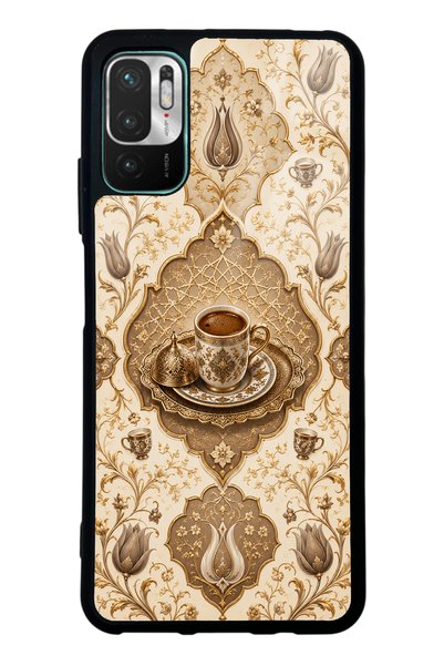 Spoyi حافظة هاتف لامعة بتصميم قهوة عثمانية عاجية لهاتف Xiaomi Redmi Note 10 5G
