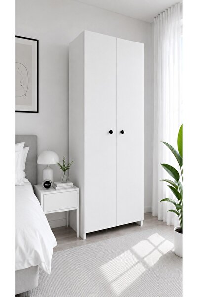 alpaevmobilya 180 cm 2 Kapaklı Elbise Dolabı Çok Amaçlı Gardırop Yatak Odası ...
