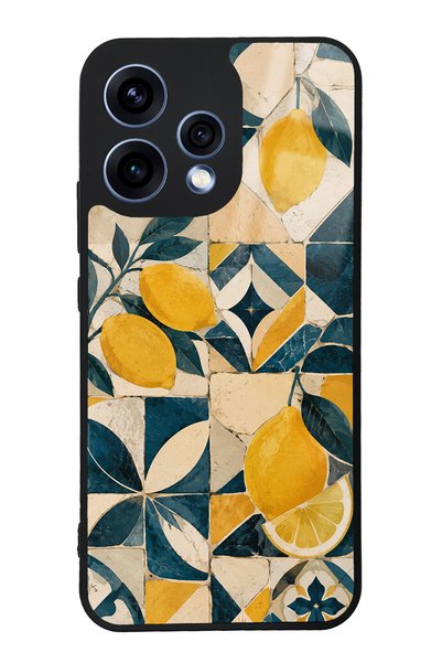 Spoyi Oppo Reno 15 Glossy Phone Case with Mediterranean Lemon Mosaic Design