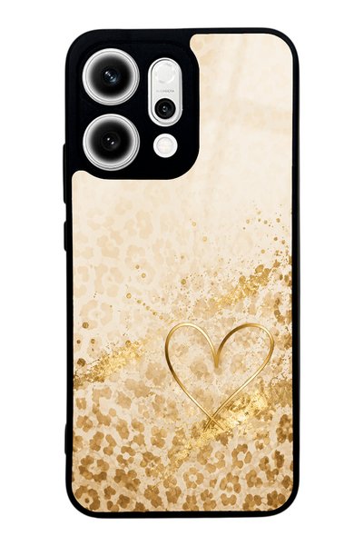 Spoyi Oppo Reno 14 Golden Heart Glow Design Glossy Phone Case