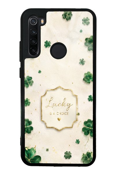 Spoyi Xiaomi Redmi Note 8 Ivory Lucky Clover Design Glossy Phone Case