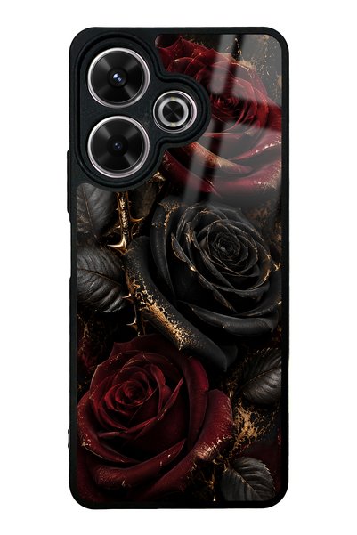 Spoyi حافظة هاتف Xiaomi Redmi 13 4G بتصميم Obsidian Crimson Rose اللامع