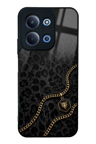 Spoyi غطاء هاتف Xiaomi Redmi 15C بتصميم النمر الأسود اللامع باللون الذهبي