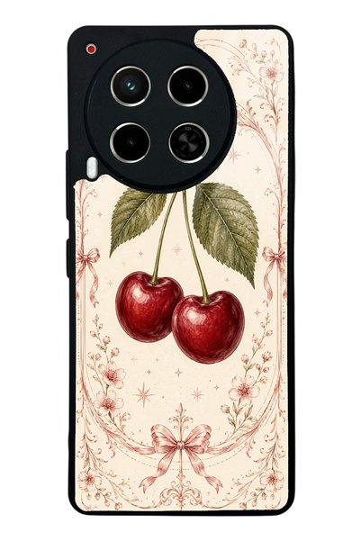 Spoyi Tecno Camon 30 Vintage Cherry Blossom Design Glossy Phone Case
