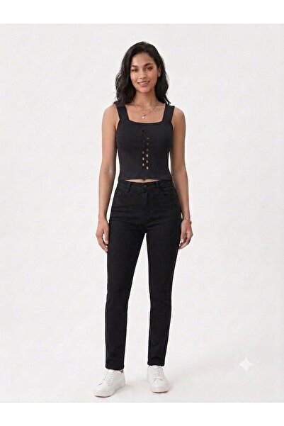 onno style women Sleeveless Strappy Perforated Knitted Women's Bluz