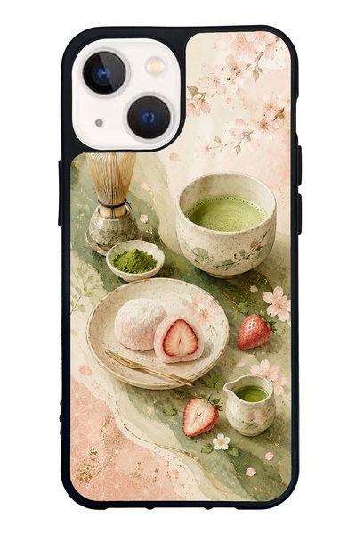 Spoyi iPhone 13 Mini Glossy Phone Case with Sakura Matcha Mochi Design