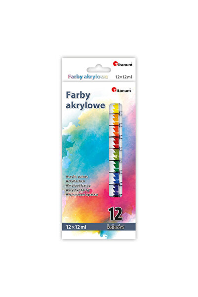 Titanum Set 12 vopsele acrilice, Titanium, 12 ml, Multicolor