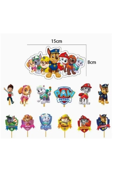 Baloane Vesele Set 13 Toppere Tort Patrula Catelusilor Chase si Skye pentru B...