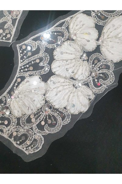 ESRA ŞELEM White Color Collar Sleeve Embroidery Applique Guipure Decorative Ribbon