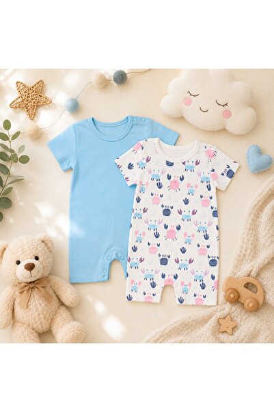 PALM PEANUTS Baby Cotton Romper Set – 2 Piece Soft Breathable Short Sleeve Bo...