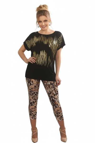 ALFA AKSESUAR 03 Women's Foil Stripe Printed Tights Set 2711