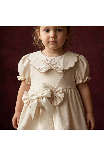 Generic Brand Girl's Cream Vintage Floral Embroidered Dress and Candy Figured...