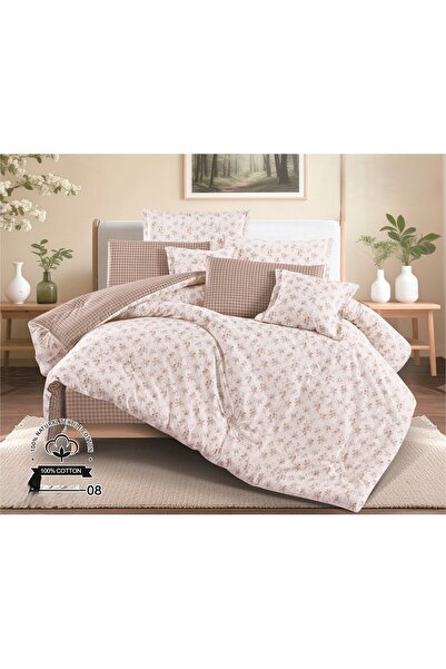 Red Rose 100% Cotton Summer Duvet and Sheet Set, 5 Pieces, Luxury and Eleganc...