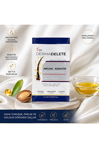 Egş DERMA delete TEK KULLANIMLIK ARGAN KERATİN KOMPLEX SAÇ BAKIM YAĞI 5 ml