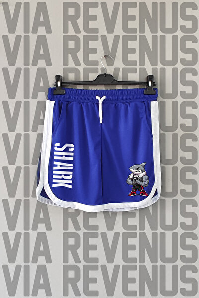 Vordevia Fitness Shark Printed Unisex Retro Varsity Sports Training Shorts