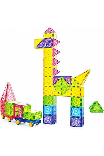 Ncbatölye Manyetik Blok Oyuncak Seti 123 Parça , 7.5 cm Parçalı Mıknatıslı Ya...