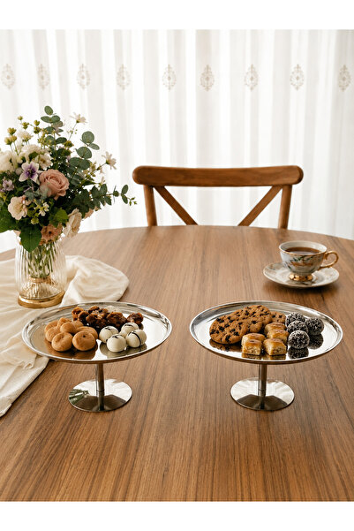 Maglor Luxury 2-Piece 19.5 cm Stainless Steel Stand for Presentation, Service...