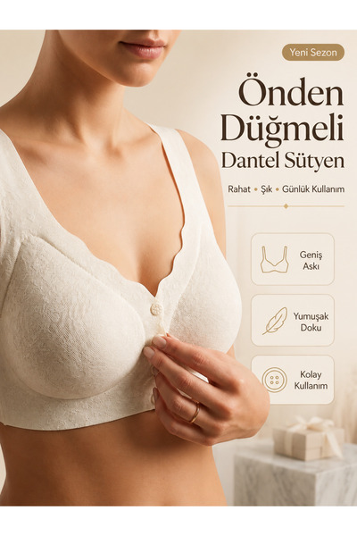 Nior lifestyle Front Button Women's Bra, Comfortable Bralette Without Underwi...