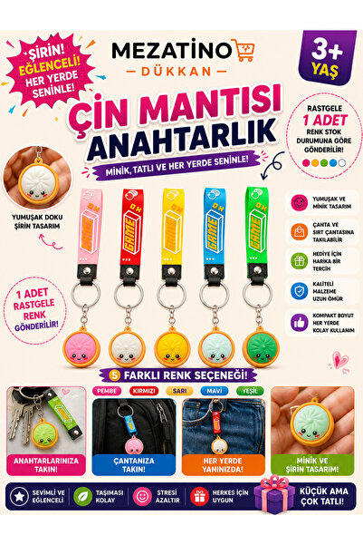 Sevimli Çin Mantısı (Dumpling) Anahtarlık Çanta Süsü Silikon Anahtarlık 5 Renk Rastgele Gönderim