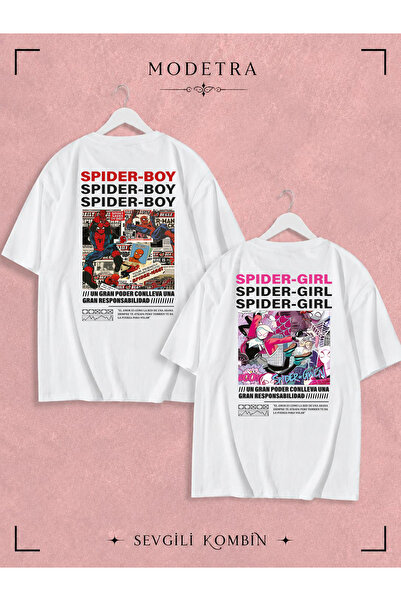 Modetra Women Men Unisex Spider Boy Kitty Girl Back Printed Lover Couple Comb...