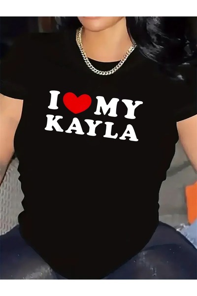 12 HERTZ Short Sleeve T-Shirt I Love My Kayla Print Crew Neck Casual Wear for...