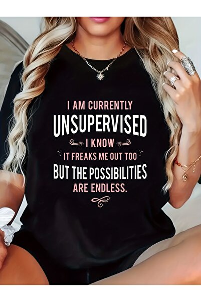 01THEONE Women's Semicasual Short Sleeve Round Neck T-Shirt Irony Literature ...