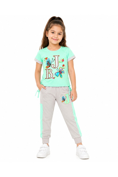 Generic Girls' Set of T-Shirt and Trousers with Butterfly Print, Size 6 Years...