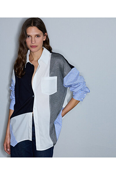 İpekyol Kumaş mix oversize gömlek
