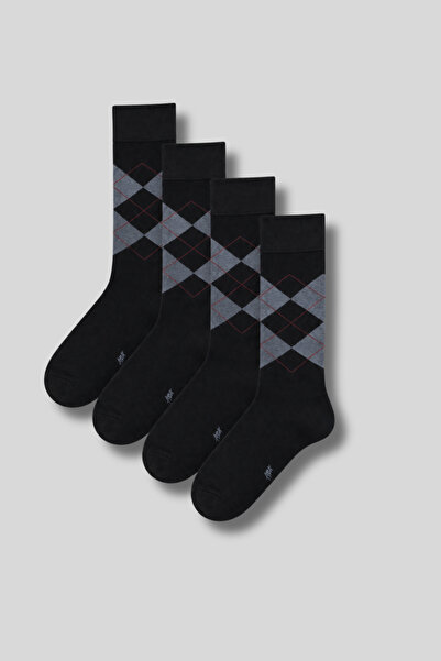 Ada Çorap & İç Giyim Men's 4-Pack Bamboo Diamond Pattern Socks