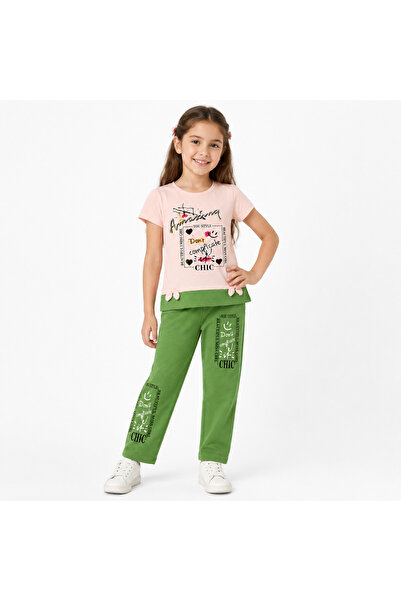 Generic Girls Clothing Set Pink T-Shirt and Green Pants Set for Girls Clothes...