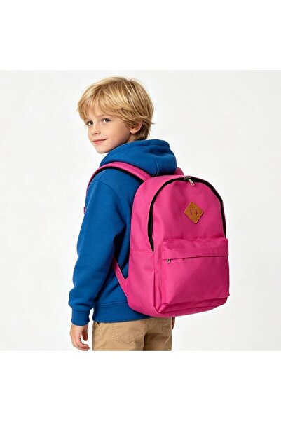 idei Fuchsia Pink School Backpack Made of Waterproof Polyester , Faux Leather...