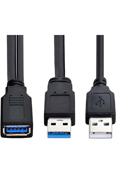 Generic Black USB 3.0 Female to Dual USB Male Extra Power Data Y Extension Ca...