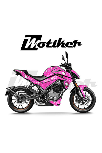 Motiker CF MOTO 250NK Hello Kitty Pembe Beyaz Tasarımı Sticker Etiket Modeli