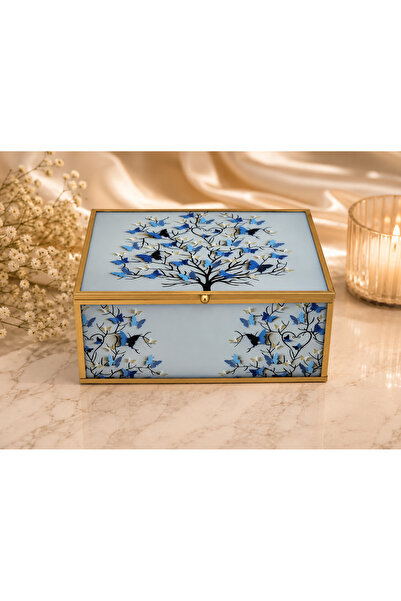 OEM GLASS JEWELRY BOX ON METAL FRAME AND INTERIOR, 20/15/9.5 cm