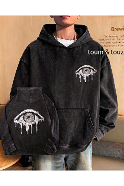 Touz Moda Φούτερ με κουκούλα με γοτθικό μάτι και ρετρό στάμπα