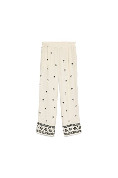 Vero Moda Pantaloni de damă din material textil 10345546 Crem
