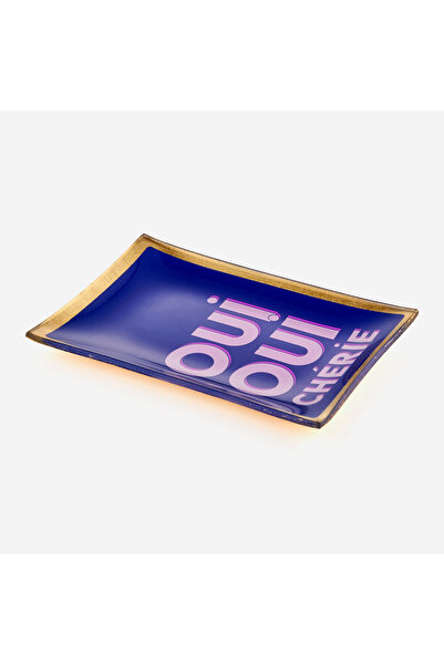 GIFT COMPANY Placă decorativă din sticlă albastră Oui Cherie 10X0,8X14,2 Cm