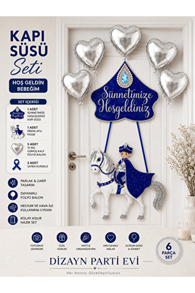 Dizayn Parti Evi Sünnetimize Hoşgeldiniz Kapı Süsü Seti – 5'li 15 İnç Gold Ka...