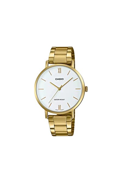 Casio ساعة نسائية بعقارب ومينا بيضاء - LTP-VT01G-7BUDF