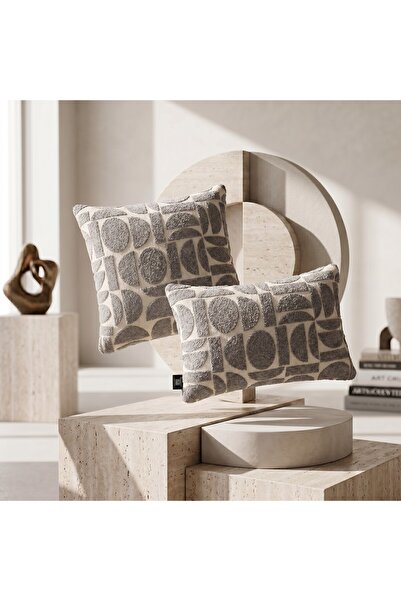 Framgan Sebce Modern Geometric Patterned Premium Boucle Filled Throw Pillow