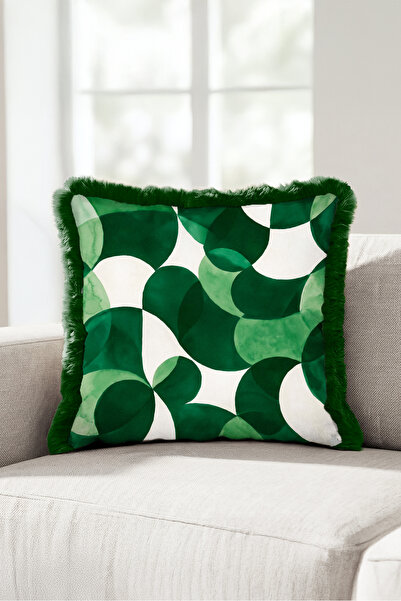 Evimde Bambaşka Geometric Abstract Patterned Fringed Pillowcase - Eclectic Gr...