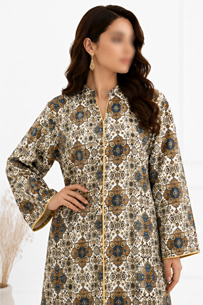 THOGUE Luxurious Traditional Patterned Women's Long Robe - Elegant Collar - C...