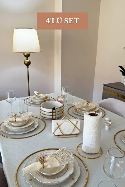 Edora Home Set of 4 Shiny Gold 6-Piece Triangle Napkin Holder Vertical Paper ...